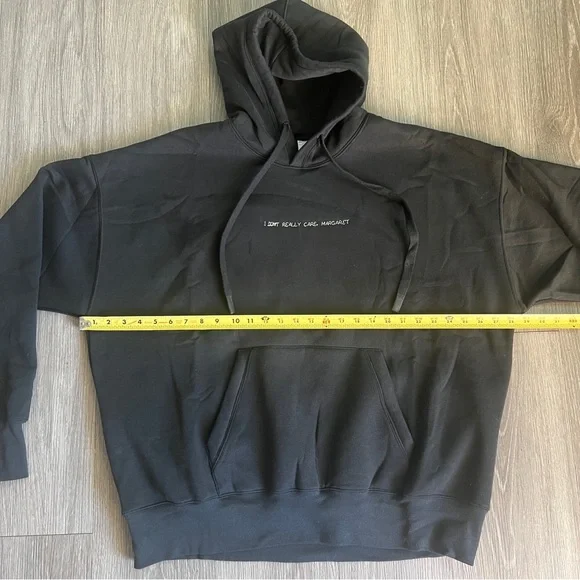 I DON’T REALLY CARE, MARGARET Black Hoodie Size L/XL - Picture 4 of 8